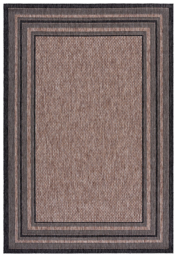 Safavieh Courtyard Elegant Square Area Rug In Natural And Black - Modern Design For Contemporary Spaces Ivory ,Teal 88% Polypropylene,12% Polyester Cy8475-53512-9r