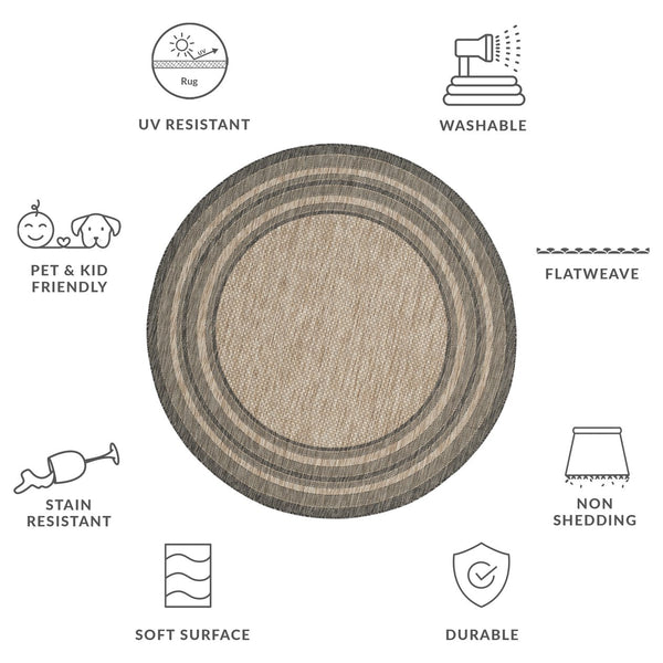 Safavieh Courtyard Elegant Square Area Rug In Natural And Black - Modern Design For Contemporary Spaces Ivory ,Teal 88% Polypropylene,12% Polyester Cy8475-53512-9r