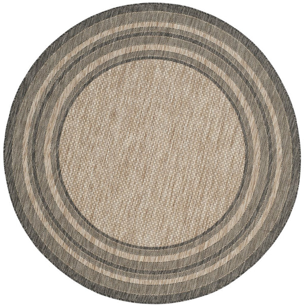 Safavieh Courtyard Low-Profile Power-Loomed Rug From Turkey — Neutral Beige With Green Border, Durable Stain-Resist 2'-3" x 5'-0" CY8475-37312-25