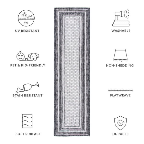 Safavieh Courtyard Elegant Square Area Rug In Natural And Black - Modern Design For Contemporary Spaces Ivory ,Teal 88% Polypropylene,12% Polyester Cy8475-53512-9r