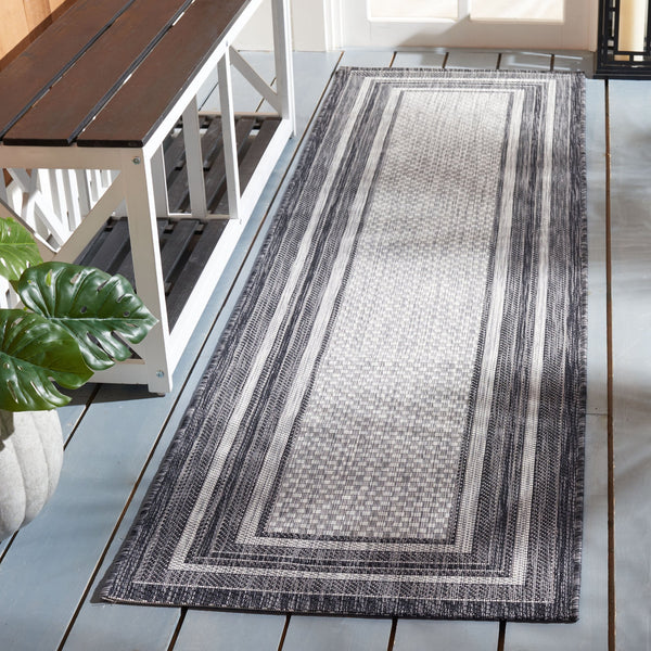 Safavieh Courtyard Elegant Power-loomed Rug For Indoor/Outdoor Spaces - Durable, Stylish, Oeko-tex Certified Ivory ,Black 88% Polypropylene,12% Polyester Cy8475-53712-9sq