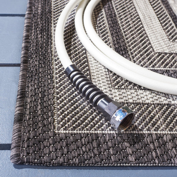 Safavieh Courtyard Elegant Power-loomed Rug For Indoor/Outdoor Spaces - Durable, Stylish, Oeko-tex Certified Natural ,Black 88% Polypropylene,12% Polyester Cy8475-37312-214