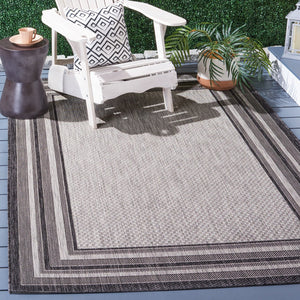 Safavieh Courtyard Elegant Power-loomed Rug For Indoor/Outdoor Spaces - Durable, Stylish, Oeko-tex Certified Ivory ,Black 88% Polypropylene,12% Polyester Cy8475-53712-9sq