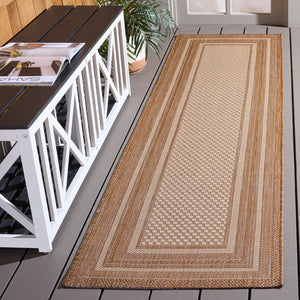 Safavieh Courtyard Low-Profile Power-Loomed Rug From Turkey — Neutral Beige With Green Border, Durable Stain-Resist 2'-0" x 3'-7" BEIGE / DARK BEIG CY8475-39312-2