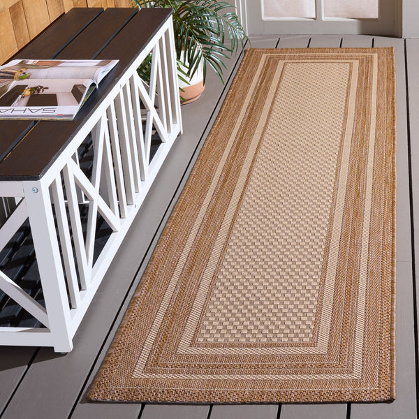 Safavieh Courtyard Low-Profile Power-Loomed Rug From Turkey — Neutral Beige With Green Border, Durable Stain-Resist 2'-0" x 3'-7" BEIGE / DARK BEIG CY8475-39312-2