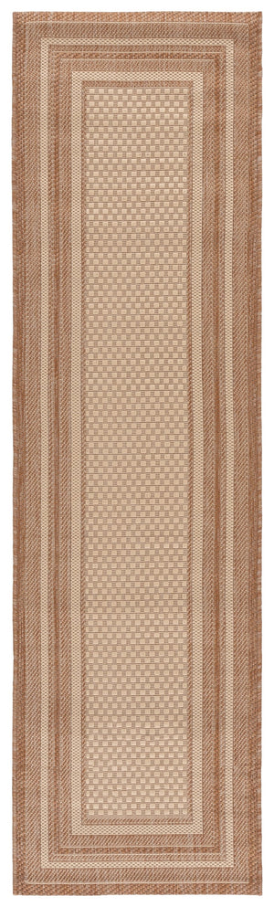 Safavieh Courtyard Low-Profile Power-Loomed Rug From Turkey — Neutral Beige With Green Border, Durable Stain-Resist 2'-0" x 3'-7" BEIGE / DARK BEIG CY8475-39312-2
