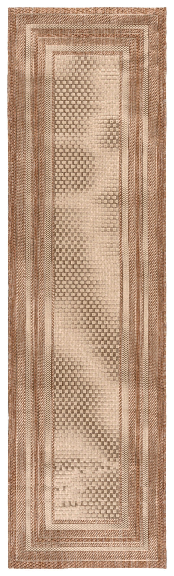 Safavieh Courtyard Low-Profile Power-Loomed Rug From Turkey — Neutral Beige With Green Border, Durable Stain-Resist 2'-0" x 3'-7" BEIGE / DARK BEIG CY8475-39312-2