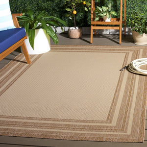 Safavieh Courtyard Modern Beige Area Rug With Deep Green Accents – Power-Loomed Turkey, Stain-Resistant 5X7 6'-7" x 9'-6" BEIGE / DARK BEIG CY8475-39312-6