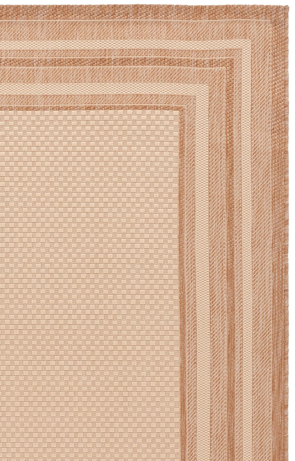 Safavieh Courtyard Low-Profile Power-Loomed Rug From Turkey — Neutral Beige With Green Border, Durable Stain-Resist 2'-0" x 3'-7" BEIGE / DARK BEIG CY8475-39312-2