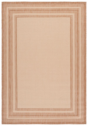 Safavieh Courtyard Low-Profile Power-Loomed Rug From Turkey — Neutral Beige With Green Border, Durable Stain-Resist 2'-0" x 3'-7" BEIGE / DARK BEIG CY8475-39312-2