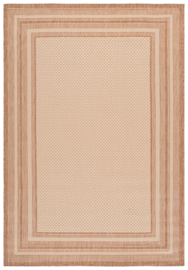 Safavieh Courtyard Low-Profile Power-Loomed Rug From Turkey — Neutral Beige With Green Border, Durable Stain-Resist 2'-0" x 3'-7" BEIGE / DARK BEIG CY8475-39312-2
