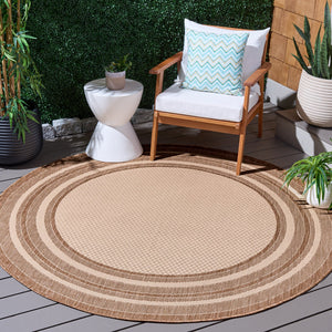Safavieh Courtyard Low-Profile Power-Loomed Rug From Turkey — Neutral Beige With Green Border, Durable Stain-Resist 2'-0" x 3'-7" BEIGE / DARK BEIG CY8475-39312-2