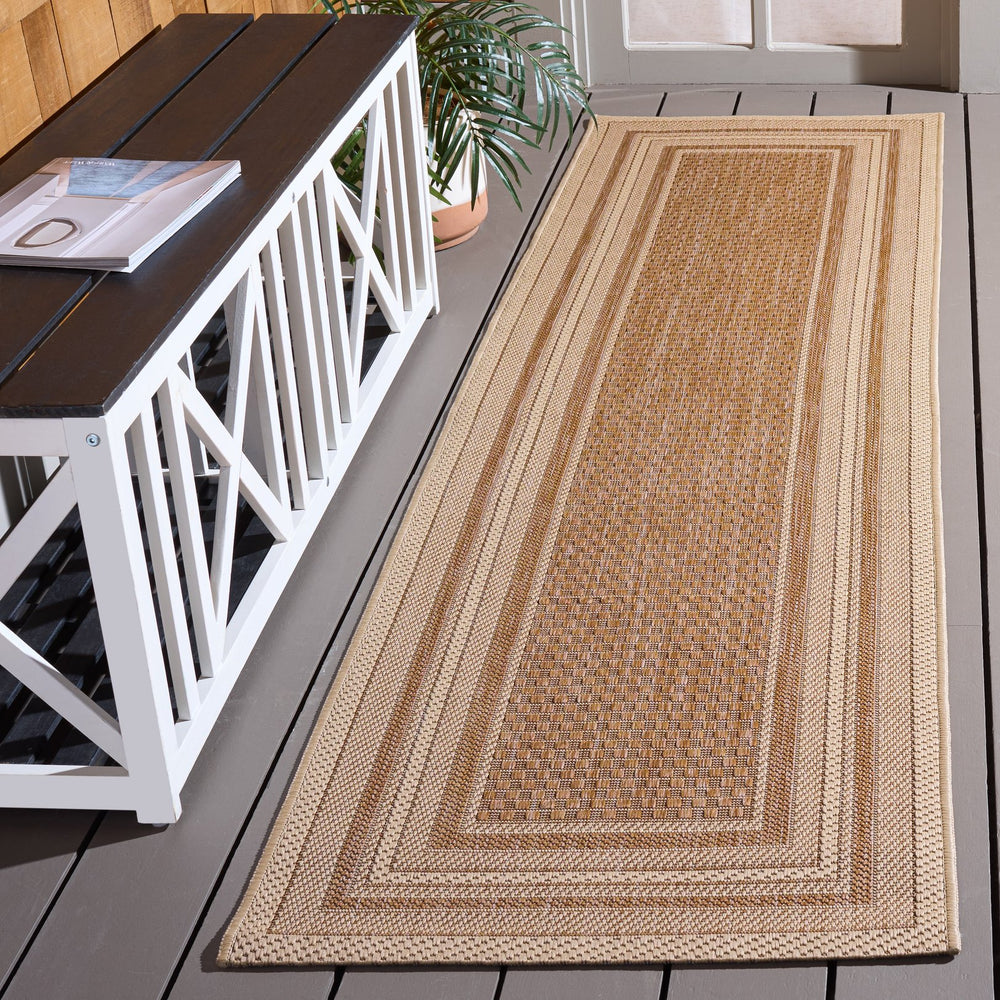 Safavieh Courtyard Modern Minimalist Area Rug — Low-Profile Power-Loomed Turkish Blend, Durable & Stylish 4'-0" x 5'-7" DARK BEIG / BEIGE CY8475-39321-4