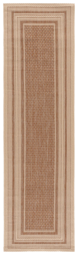 Safavieh Courtyard Low-Profile Power-Loomed Rug From Turkey — Neutral Beige With Green Border, Durable Stain-Resist 2'-7" x 5'-0" DARK BEIG / BEIGE CY8475-39321-3