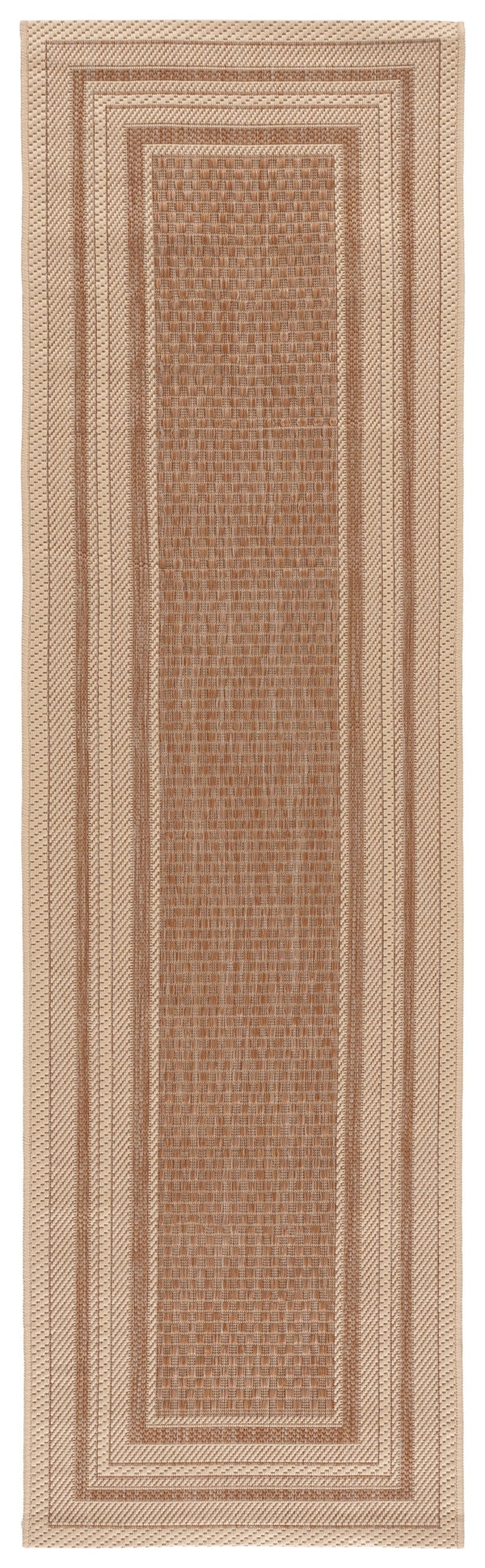 Safavieh Courtyard Low-Profile Power-Loomed Rug From Turkey — Neutral Beige With Green Border, Durable Stain-Resist 2'-7" x 5'-0" DARK BEIG / BEIGE CY8475-39321-3