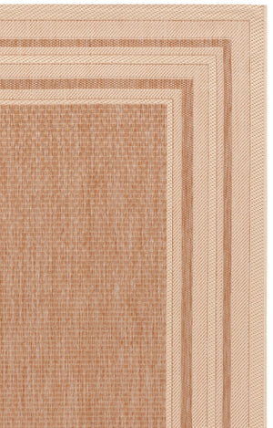 Safavieh Courtyard Low-Profile Power-Loomed Rug From Turkey — Neutral Beige With Green Border, Durable Stain-Resist 2'-7" x 5'-0" DARK BEIG / BEIGE CY8475-39321-3
