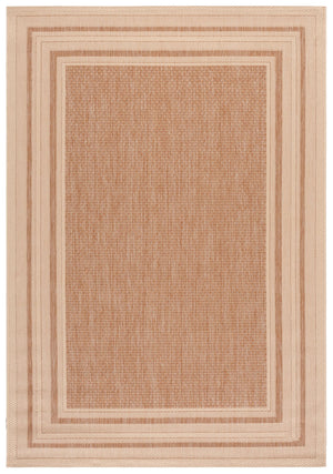 Safavieh Courtyard Low-Profile Power-Loomed Rug From Turkey — Neutral Beige With Green Border, Durable Stain-Resist 2'-7" x 5'-0" DARK BEIG / BEIGE CY8475-39321-3