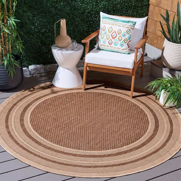 Safavieh Courtyard Low-Profile Runner Rug, Contemporary Beige With Dark Green Accents, Durable Power-Loomed 2'-3" x 8'-0" DARK BEIG / BEIGE CY8475-39321-28