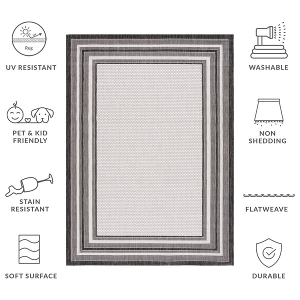Safavieh Courtyard Modern Beige Area Rug With Deep Green Accents – Power-Loomed Turkey, Stain-Resistant 5X7 6'-0" x 8'-0" CY8475-53712-68