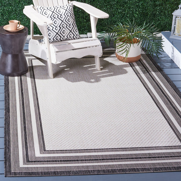 Safavieh Courtyard Modern Beige Area Rug With Deep Green Accents – Power-Loomed Turkey, Stain-Resistant 5X7 6'-0" x 8'-0" CY8475-53712-68