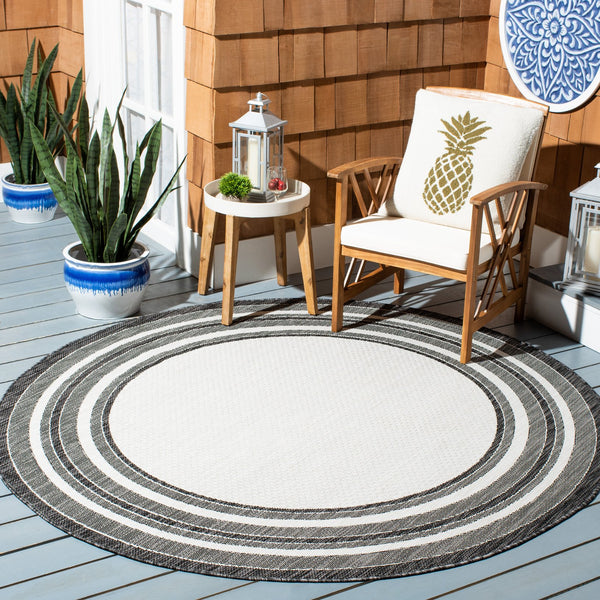 Safavieh Courtyard Modern Beige Area Rug With Deep Green Accents – Power-Loomed Turkey, Stain-Resistant 5X7 6'-0" x 8'-0" CY8475-53712-68
