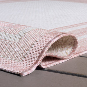 Safavieh Courtyard Low-Profile Power-Loomed Rug From Turkey — Neutral Beige With Green Border, Durable Stain-Resist 2'-0" x 3'-7" IVORY / PINK CY8475-56212-2
