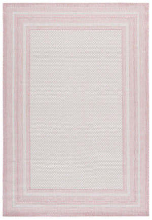 Safavieh Courtyard Low-Profile Power-Loomed Rug From Turkey — Neutral Beige With Green Border, Durable Stain-Resist 2'-0" x 3'-7" IVORY / PINK CY8475-56212-2
