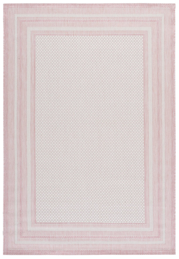 Safavieh Courtyard Low-Profile Power-Loomed Rug From Turkey — Neutral Beige With Green Border, Durable Stain-Resist 2'-0" x 3'-7" IVORY / PINK CY8475-56212-2