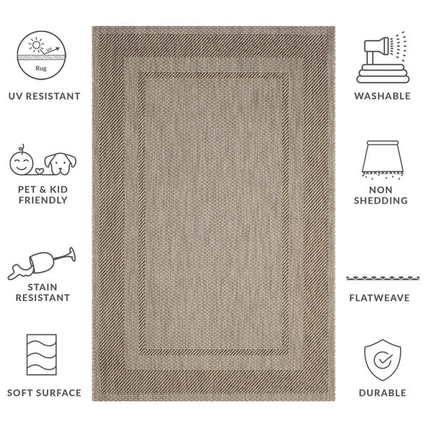 Safavieh Courtyard Elegant Beige/Brown Indoor/Outdoor Rug - Timeless Style For Hallways & Entryways Beige ,Black 88% Polypropylene,12% Polyester Cy8477-36612-28