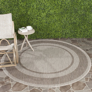 Safavieh Courtyard Round Area Rug — Calming Green & Neutral Tones, Low-Profile Power-Loomed Durability For Homes 5'-3" x 5'-3" CY8477-36312-5R