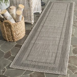 Safavieh Courtyard Round Area Rug — Calming Green & Neutral Tones, Low-Profile Power-Loomed Durability For Homes 4'-0" x 4'-0" BEIGE / BLACK CY8477-36612-4R