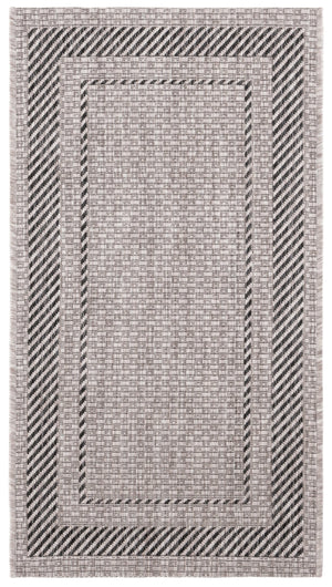 Safavieh Courtyard Round Area Rug — Calming Green & Neutral Tones, Low-Profile Power-Loomed Durability For Homes 4'-0" x 4'-0" BEIGE / BLACK CY8477-36612-4R