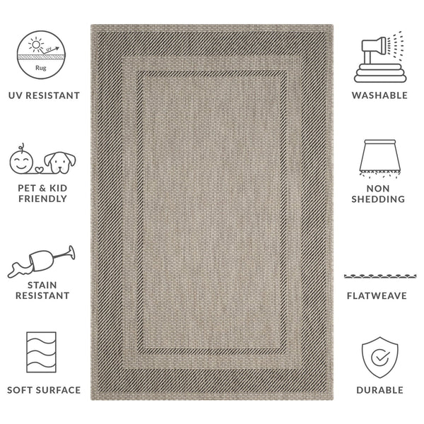 Safavieh Courtyard Elegant Beige/Brown Indoor/Outdoor Rug - Timeless Style For Hallways & Entryways Beige ,Black 88% Polypropylene,12% Polyester Cy8477-36612-28