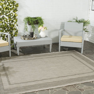 Safavieh Courtyard Round Area Rug — Calming Green & Neutral Tones, Low-Profile Power-Loomed Durability For Homes 4'-0" x 4'-0" BEIGE / BLACK CY8477-36612-4R