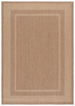 Safavieh Courtyard Round Area Rug — Calming Green & Neutral Tones, Low-Profile Power-Loomed Durability For Homes 6'-7" x 6'-7" DARK BEIG / BEIGE CY8477-39321-7R