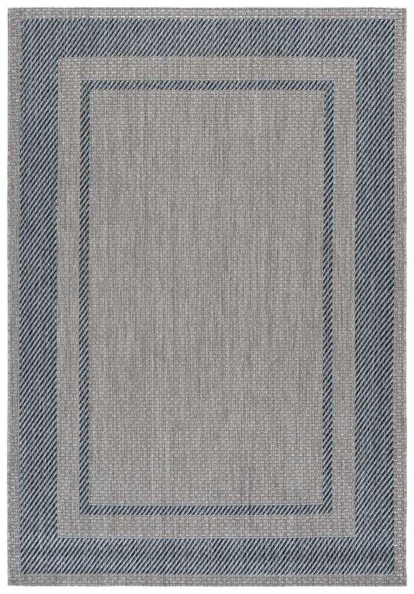 Safavieh Courtyard Round Area Rug — Calming Green & Neutral Tones, Low-Profile Power-Loomed Durability For Homes 6'-7" x 6'-7" GREY / NAVY CY8477-40012-7R