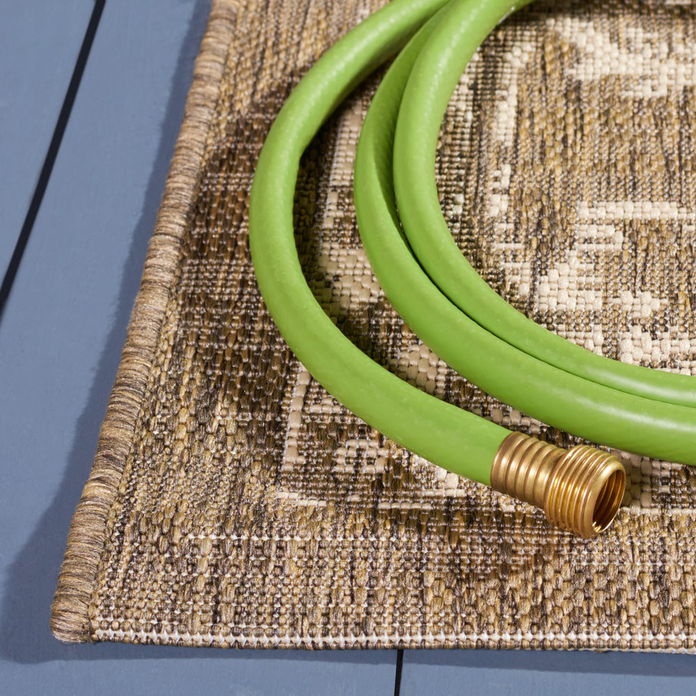 Safavieh Courtyard Elegant Aqua And Grey Area Rug – Durable, Soft, Oeko-tex Certified For Indoor & Outdoor Use Brown ,Beige 88% Polypropylene,12% Polyester Cy8481-36321-212