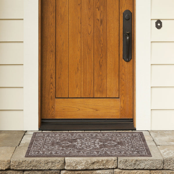 Safavieh Courtyard Elegant Aqua And Grey Area Rug – Durable, Soft, Oeko-tex Certified For Indoor & Outdoor Use Brown ,Beige 88% Polypropylene,12% Polyester Cy8481-36321-212