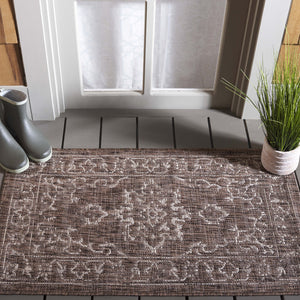 Safavieh Courtyard Elegant Aqua And Grey Area Rug – Durable, Soft, Oeko-tex Certified For Indoor & Outdoor Use Brown ,Beige 88% Polypropylene,12% Polyester Cy8481-36321-212