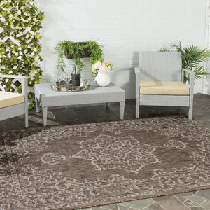 Safavieh Courtyard Elegant Aqua And Grey Area Rug – Durable, Soft, Oeko-tex Certified For Indoor & Outdoor Use Brown ,Beige 88% Polypropylene,12% Polyester Cy8481-36321-212