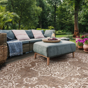 Safavieh Courtyard Elegant Aqua And Grey Area Rug – Durable, Soft, Oeko-tex Certified For Indoor & Outdoor Use Brown ,Beige 88% Polypropylene,12% Polyester Cy8481-36321-212