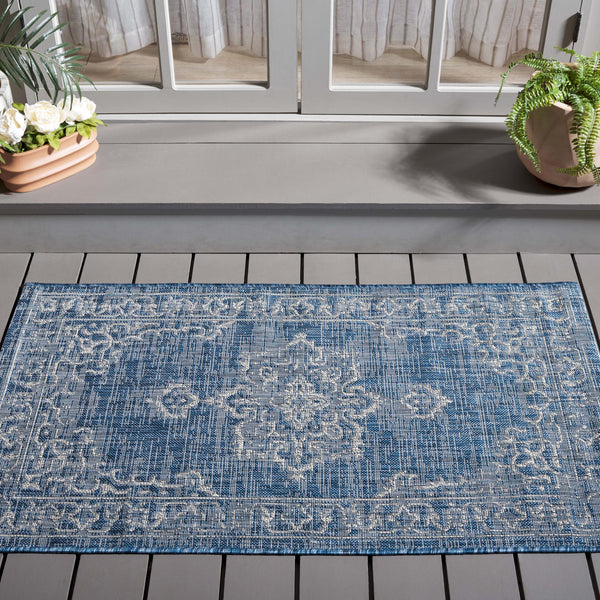 Safavieh Courtyard Elegant Aqua And Grey Area Rug – Durable, Soft, Oeko-tex Certified For Indoor & Outdoor Use Brown ,Beige 88% Polypropylene,12% Polyester Cy8481-36321-212