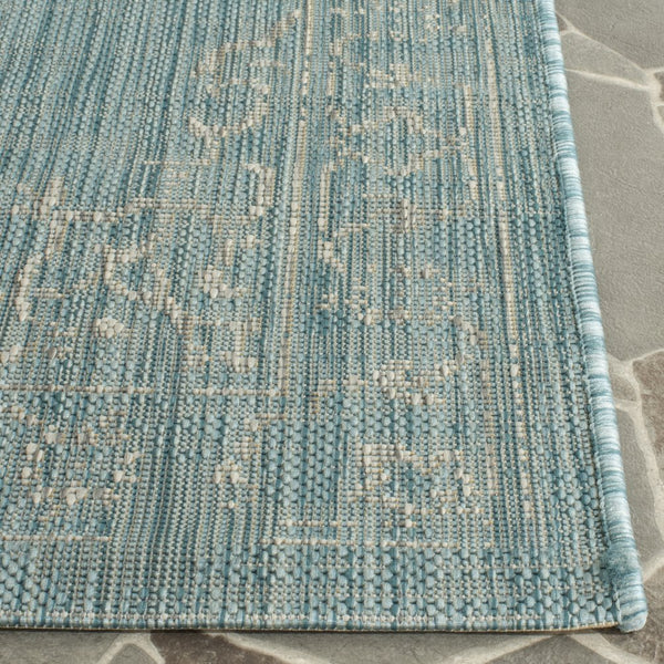 Safavieh Courtyard Elegant Aqua And Grey Area Rug – Durable, Soft, Oeko-tex Certified For Indoor & Outdoor Use Brown ,Beige 88% Polypropylene,12% Polyester Cy8481-36321-212