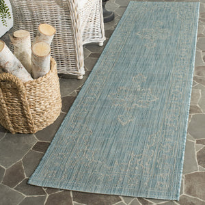 Safavieh Courtyard Elegant Aqua And Grey Area Rug – Durable, Soft, Oeko-tex Certified For Indoor & Outdoor Use Brown ,Beige 88% Polypropylene,12% Polyester Cy8481-36321-212