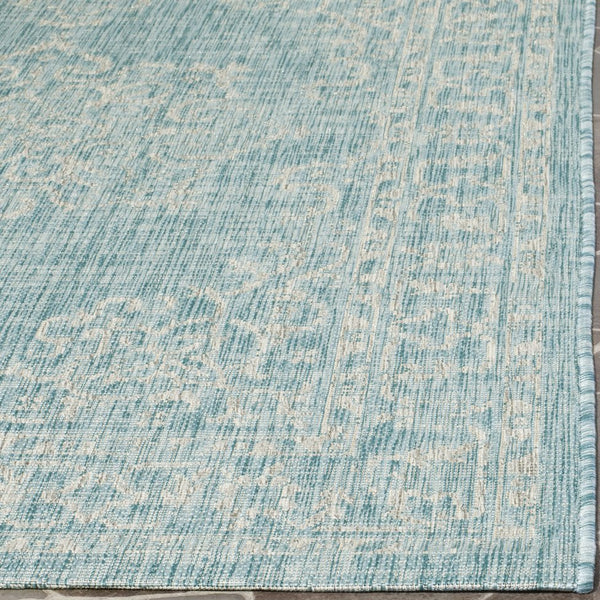 Safavieh Courtyard Elegant Aqua And Grey Area Rug – Durable, Soft, Oeko-tex Certified For Indoor & Outdoor Use Brown ,Beige 88% Polypropylene,12% Polyester Cy8481-36321-212