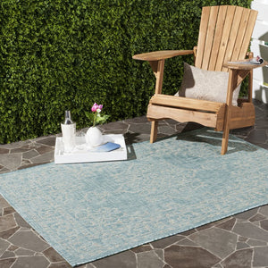 Safavieh Courtyard Elegant Aqua And Grey Area Rug – Durable, Soft, Oeko-tex Certified For Indoor & Outdoor Use Brown ,Beige 88% Polypropylene,12% Polyester Cy8481-36321-212