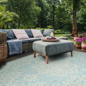 Safavieh Courtyard Elegant Aqua And Grey Area Rug – Durable, Soft, Oeko-tex Certified For Indoor & Outdoor Use Brown ,Beige 88% Polypropylene,12% Polyester Cy8481-36321-212