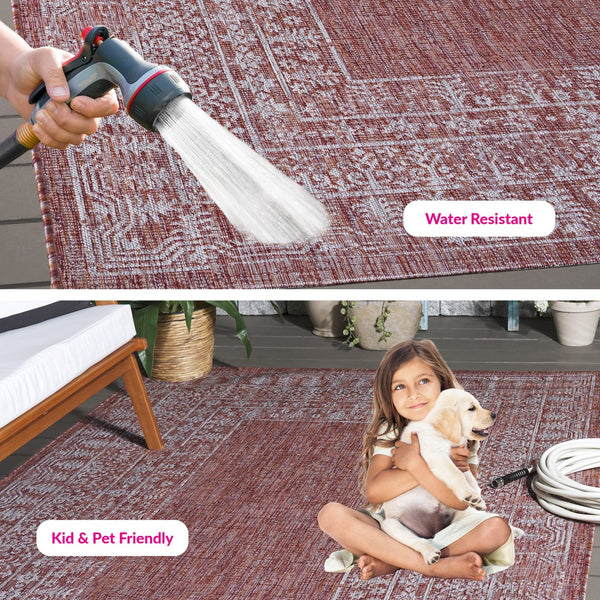 Safavieh Courtyard Stylish Area Rug For Indoor & Outdoor Use - Durable, Oeko-tex Certified Elegance Black ,Natural 88% Polypropylene,12% Polyester Cy8482-37321-6