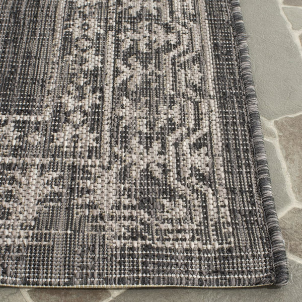 Safavieh Courtyard Stylish Area Rug For Indoor & Outdoor Use - Durable, Oeko-tex Certified Elegance Black ,Natural 88% Polypropylene,12% Polyester Cy8482-37321-6