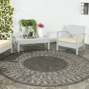 Safavieh Courtyard Stylish Area Rug For Indoor & Outdoor Use - Durable, Oeko-tex Certified Elegance Black ,Natural 88% Polypropylene,12% Polyester Cy8482-37321-6